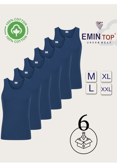 Mercan 6'lı Erkek İndigo Penye Atlet