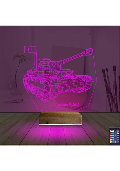 Luvivia Tank Tankçı Asker Kişiye Özel 3d Lamba - Masa Gece Lambası Şeffaf