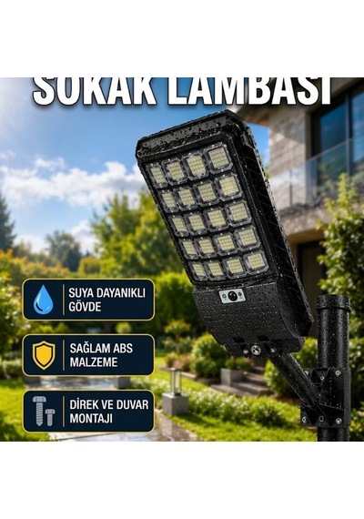 Güneş Enerjili Led Dış Mekan Aydınlatma Lambası Hareket Sensörlü Uzaktan Kumandalı