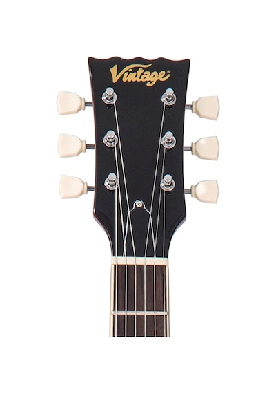 Vintage V100 Reissued Elektro Gitar - Flamed Amber W/bigsby