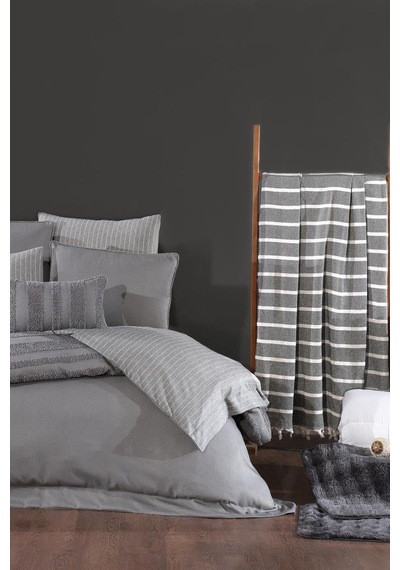 Lipa Lüks Comforter 13 Parça Çeyiz Seti Gri Gri