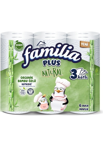 Familia Plus Natural Havlu 6'lı 3 Adet