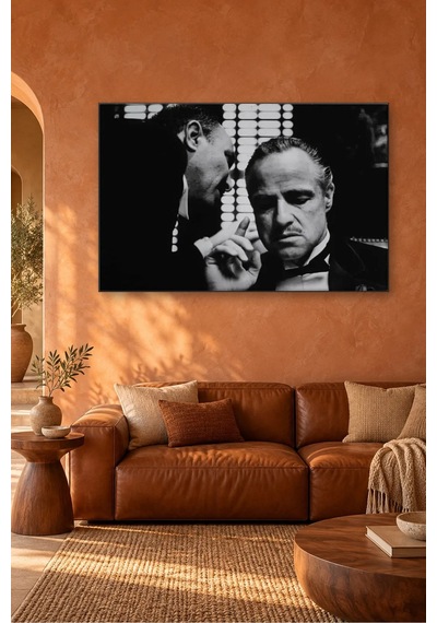 Fida Baba Filmi Fısıldaşma Sahnesi Siyah Beyaz Canvas Tablo Beyaz - Siyah