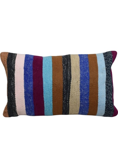 Zehra Abla Halı Yeni El Dokuma Dekoratif Lumbar Kilim Kırlent Yastık Kılıfı 6143