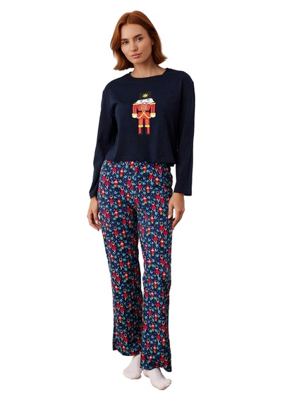 Ersefa Kadın Yılbaşı Desenli Uzun Kollu Pijama Takımı Fonksiyonel Dayanı lacivert Ersefa Kadın Yılbaşı Desenli Uzun Kollu Pijama Takımı Fonksiyonel Dayanı lacivert