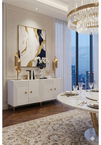 Ka1521bg Lessi150 Konsol, Tv Sehpası Ve Kahve Köşesi Beyaz-gold 150cm Beyaz-gold
