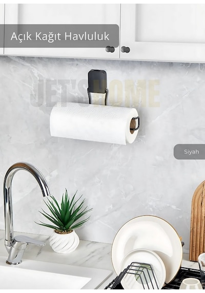 Jet's Home Kağıt Havluluk Paslanmaz Peçetelik Çelik Banyo Havluluk Düzenleyici Siyah Siyah