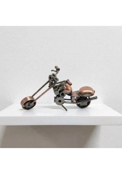 Kişiye Özel İsimli El Yapımı Metal Motosiklet Biblo - Chopper Maket Motor Erkeğe Hediye