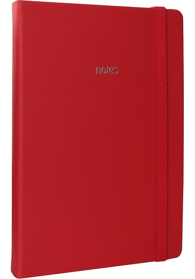 Bujo Defter Vegan Deri , 96 Yaprak, 160 Gr. Beyaz Kağıt ,cepli ,lastikli Kırmızı