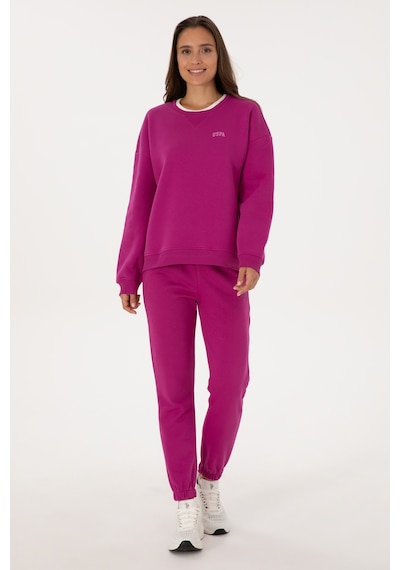 U.S. Polo Assn. Kadın Fuşya Şardonlu Bisiklet Yaka Basic Sweatshırt 50313586-VR023