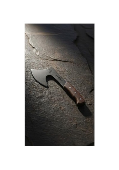 Dayanıklı 4mm Karbon Çelik Kamp Av Baltası - 29cm Ahşap Saplı Açık Sarı - Altın