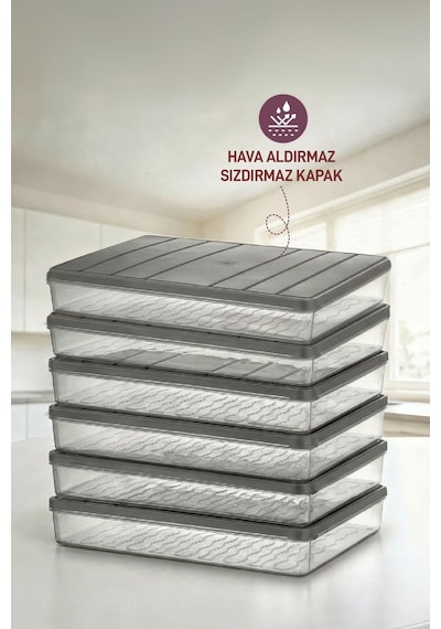 Selka Home 6 Adet 2,5 Lt. Nora Organizer  Buzdolabı Buzluk Düzenleyici  Saklama Kabı