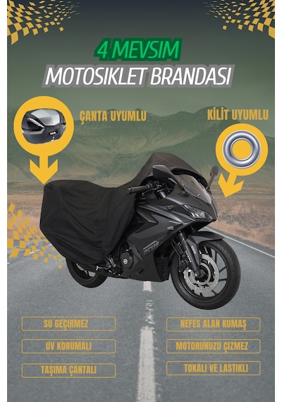 Siyah--asya Kedi Klasik Kilit Ve Çanta Uyumlu Motosiklet Brandası 4mevsim