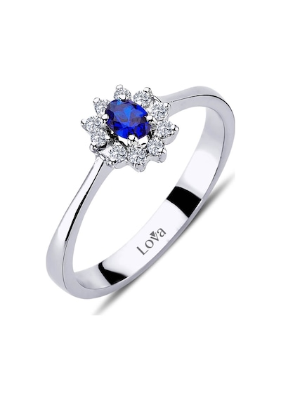 Lova Pırlantalı Oval Safir Anturaj Yüzük - 1050243