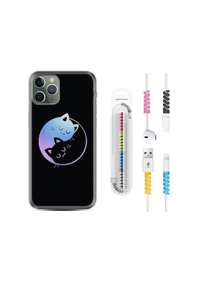 Apple Uyumlu iPhone 11 Pro Max Kılıf Kablo Koruyuculu Love Cats 1604