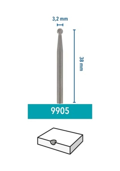 Ayrex 9905 Top Uçlu Tungsten Karpit Kesici Top Uçlu, 3,2 Mm