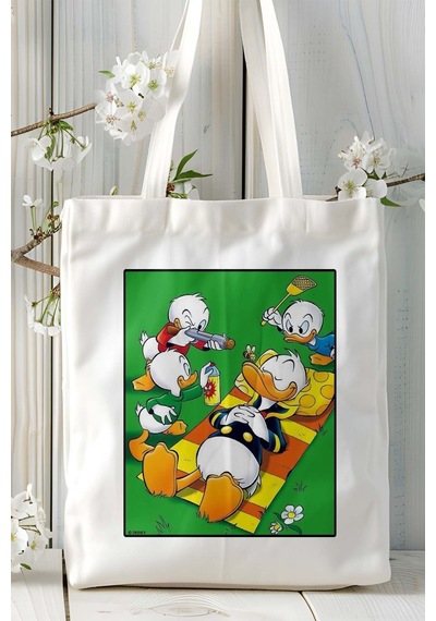 Art Hediye Ducktales Oyun Baskılı Omuz Çanta Kişiye Özel Model 3 Çok Renkli
