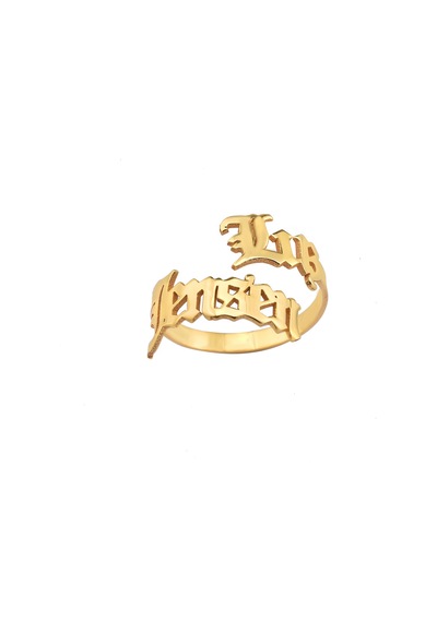 Kuyumcudukkani "old Englısh" Font 2 İsim Yazılı Yüzük-10902-g-old Gold