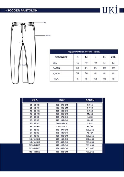 Uki Siyah Comfort Fit Jogger Pantolon Siyah