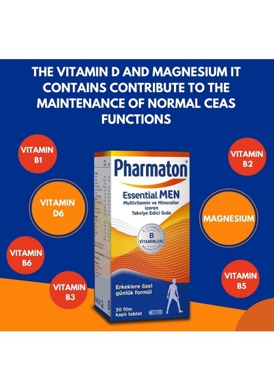 Essential Men, 30 Tablet Magnezyum, Vitamin B, Vitamin D, Multivitamin Ve Mineraller