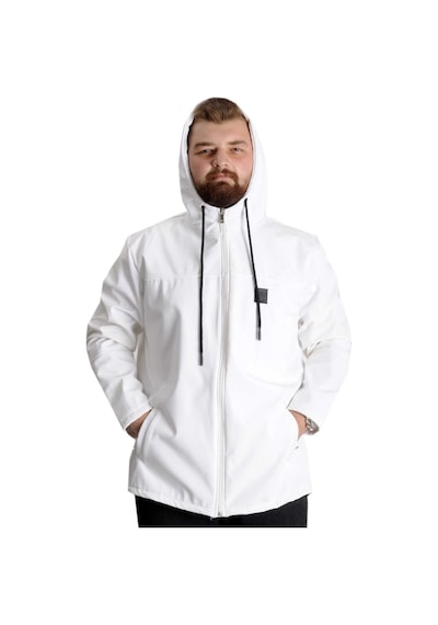 Mode Xl Büyük Beden Softshell Waterproff Kapüşonlu Mont 21235 Beyaz 001