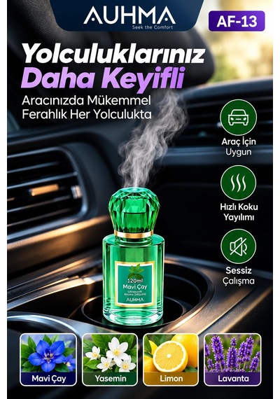 Ultrasonik Aroma Difüzörü 120 Ml Mavi Çay Kokulu Led Işıklı Araç Ve Oda Kokusu