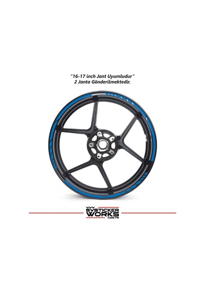 Motosiklet Jant Şeridi Jant Sticker Dekor Model Parçalı Desen Sticker Set Mavi
