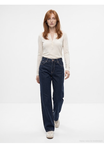 Dilvin 72369 %100 Pamuk Wide Leg Jean-lacivert