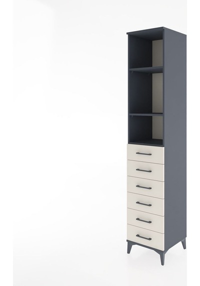 Hyperion Dolap 3 Raflı 6 Çekmeceli 44x44x221 Antrasit-aytaşı Antrasit