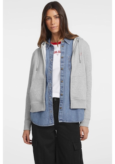 Guess Kadın Gj Mini Yama Fermuarlı Sweatshirt - Gri Gri