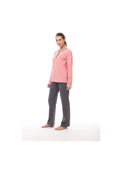 Pijadore 1538 Kadın Yaka Düğmeli Uzun Kollu Pijama Takım 001