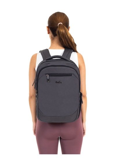 Dada Unisex Gri Okul Çanta Orta Boy Lise Üniversite 13,3-14 inç Usb Type-c Su Geçirmez Oxford Kumaş