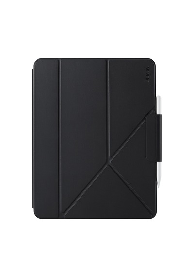 İpad Pro 13 2024 Uyumlu Pitaka Folio 3 Kalem Bölmeli Standlı Kılıf Siyah Kapaklı Kılıf