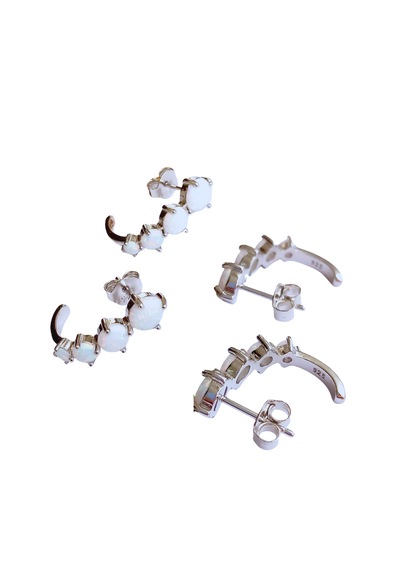 Luna Luster 925 Ayar Gümüş Beyaz Opal Doğal Taşlı Kolye Küpe Kadın Set Sevgililer Günü Hediye Beyaz