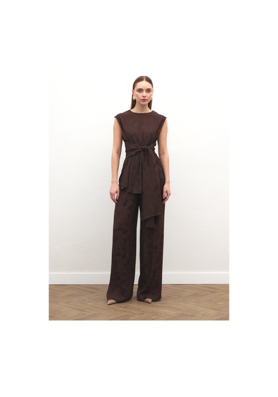 Sateen Camila Pantolon - Kahve-137184 Kahve