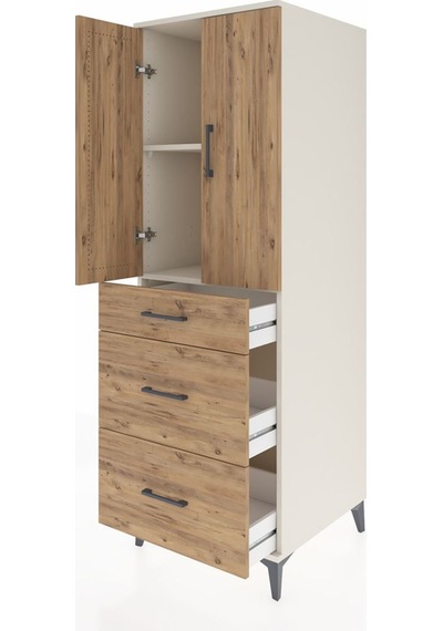 Kronos Dolap 2 Raflı 3 Çekmeceli 2 Kapaklı 60x59x182 Aytaşı-çam Aytaşı