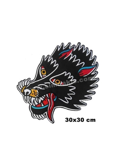 Kurt Cakal Kafası Mont Arması Nakış Işleme Arma Patch 30X30 Cm Çok Renkli