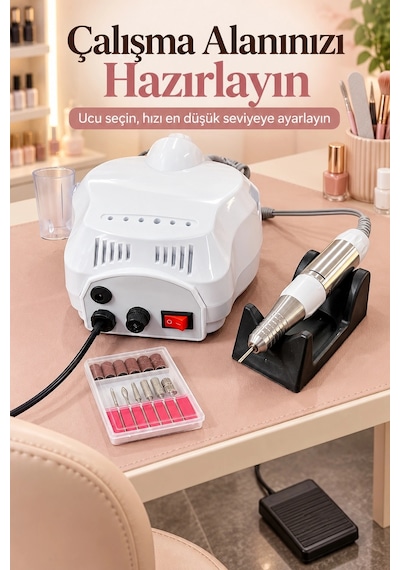 Tırnak Törpü Cihazı Metal Uçlar Ve Zımpara Bantlarıyla