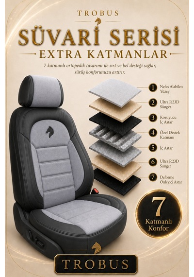 Tofaş Kuş 1993 Sonrası Uyumlu Süvari Serisi Gri Siyah Premium Tay Tüyü Koltuk Kılıfı