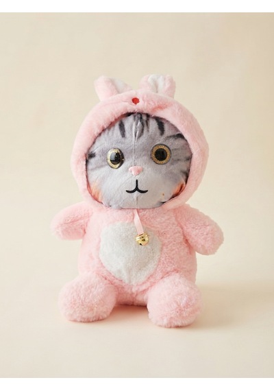 Peluş Şapkalı Kedi 30 Cm -pembe