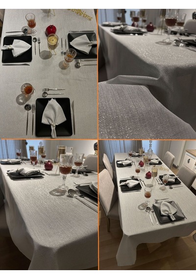 Dertsiz Simli Masa Örtüsü Gümüş Renk