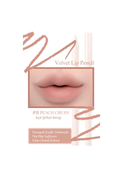Kremsi Formüle Sahip Dudak Kalemi Ve Kalemtıraş Seti Clıo Velvet Lip Pencil Set 11 Peach Cream
