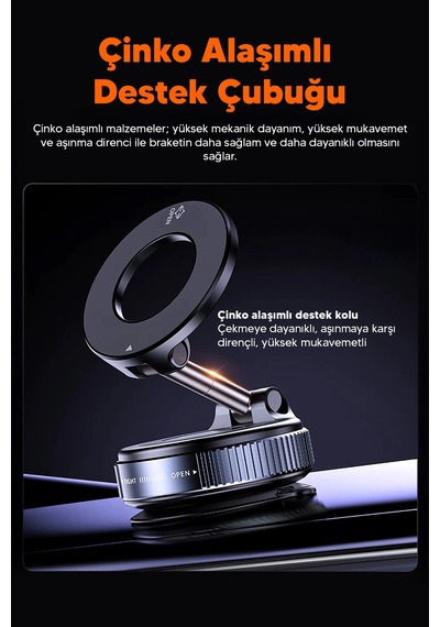 Vakumlu Araç İçi Telefon Tutucu - Güçlü Manyetik Magsafe Uyumlu Çok Renkli