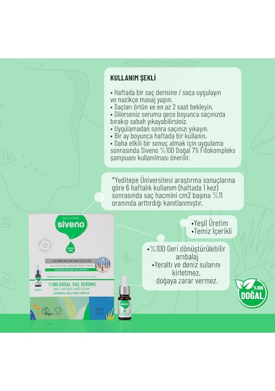 Siveno %100 Doğal Onarıcı Yoğunlaştırıcı Bakım Serumu Bitkisel Yıpranmış ve Dökülen Saçlara Özel 4 x 10 ML