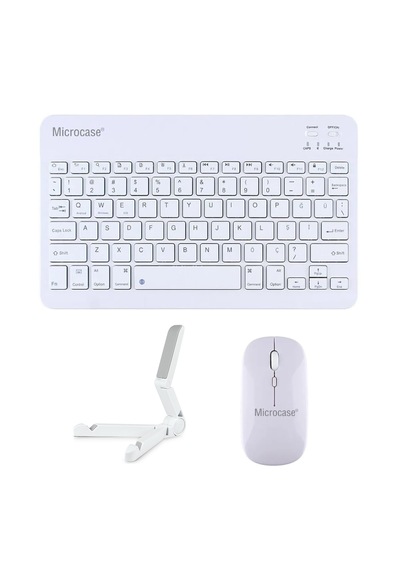 Microcase Honor Pad X8b 11 İnch İle Uyumlu Türkçe Bluetooth Klavye+mouse+tablet Standı Beyaz Al5166