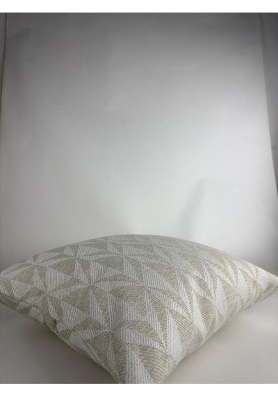 Krem Bej Geometrik Desenli Keten Kırlent Kılıfı 35x50 Cm Premium Collection Krem - Bej