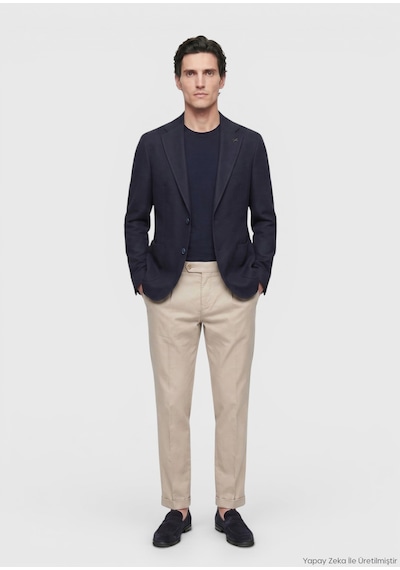 Ramsey Açık Lacivert Shirt Shoulder Slim Fit Yün Karışımlı Ceket