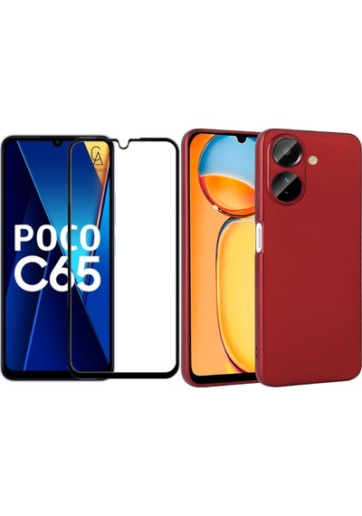 Xiaomi Poco C65 İle Uyumlu Telefon Kılıfı Ve 5d Tam Kaplayan Cam Ekran Koruyucu