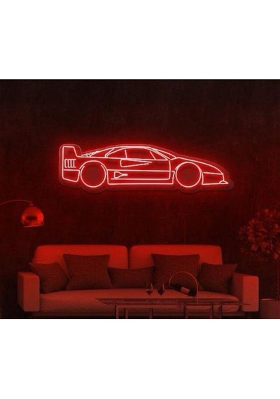 Rent A Carlara Özel Araba Figürlü Neon Tabela Kırmızı