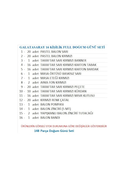 Taraftar Gs 16 Kişilik Full Doğum Günü Seti